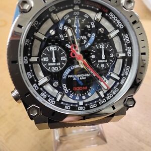 Bulova Icon Hight Precision Chronograph Blue Polyuretane Strap Men's Watch